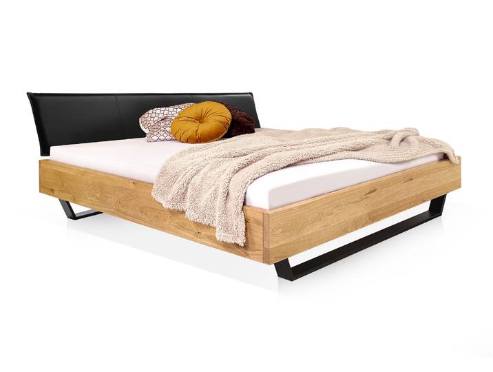 DAKONA Kufenbett mit Polsterkopfteil, Material Massivholz, 180