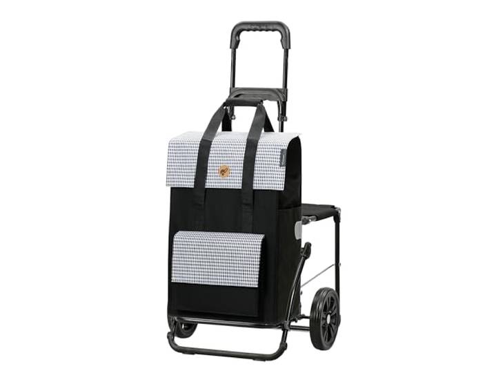 Andersen Einkaufstrolley - klappbar - 54 Liter - mit Klappsitz bis 120 kg belastbar 50 kg - Stahlgestell - Trolley - Komfort Shopper Milla schwarz