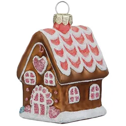 Christbaumschmuck Glas 6,2cm Lebkuchenhaus Figur Handbemalt Weihnachtsbaum Anhänger Weihnachten Christbaumanhänger Weihnachtsbaumschmuck Gebäck Braun