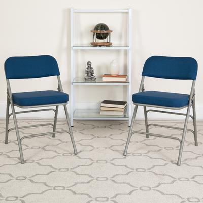 Flash Furniture 4 Pack Curved Triple Braced & Hinged Fabric Upholstered Metal Folding Chair