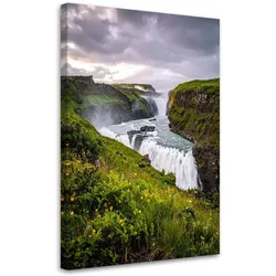 LEINWANDBILD Landschaft Wasserfall Berge Natur 80x120cm