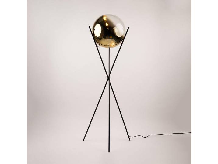 s.luce Stehlampe Orb Axis Gold Schwarz/Verlauf, Goldfarben, Glas, Rund,Rund, E27, 40x160x40 cm, Lampen & Leuchten, Innenbeleuchtung, Stehlampen