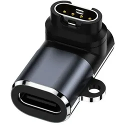 PowerGuard USB-C to Garmin Smartwatch Charge Adapter Ladeadapter 90-Grad flach, Smartwatch Zubehör, Schwarz, Grau