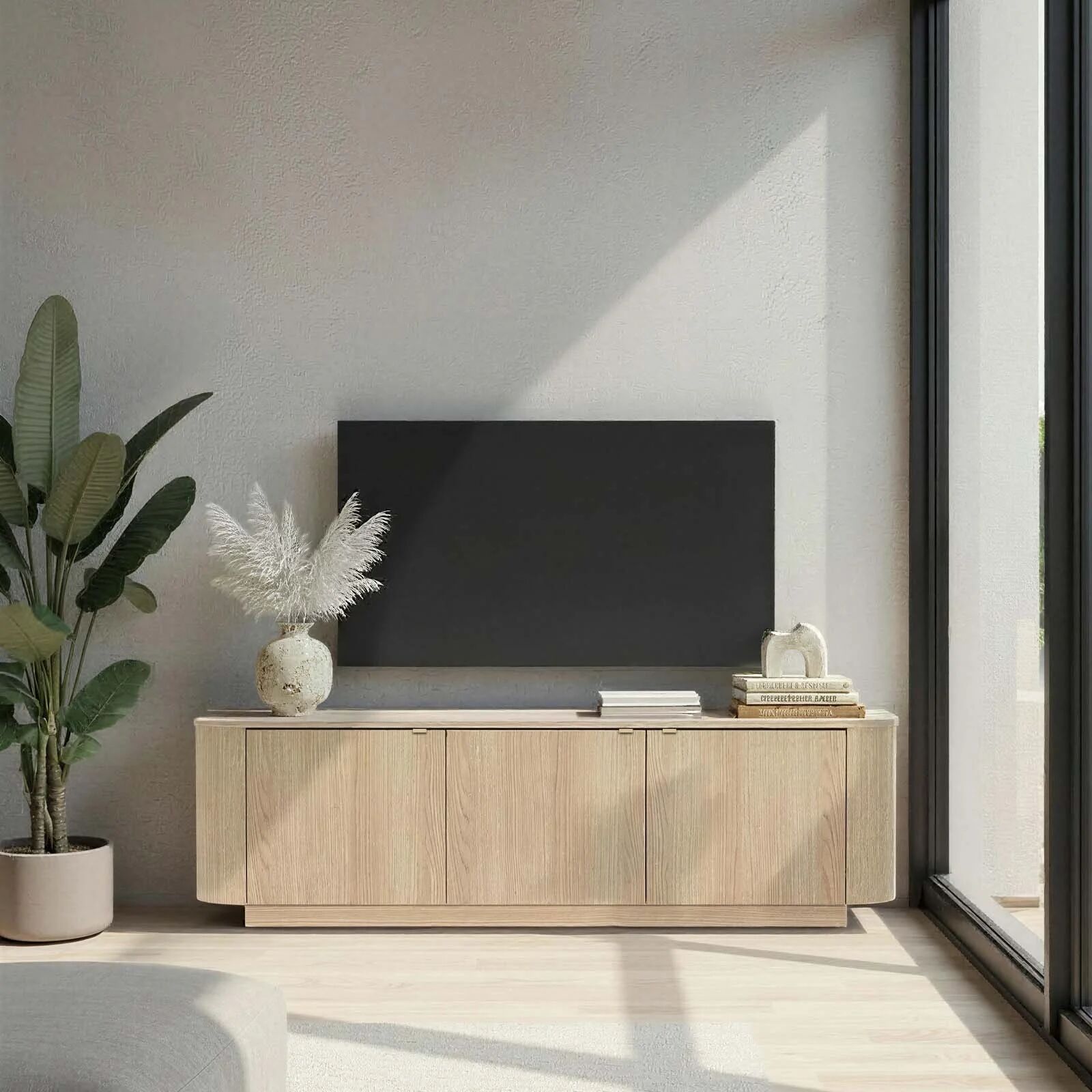 garneroarredamenti Mobile TV 180x50h cm 3 ante moderno rovere Alba