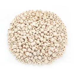 Holzperlen-Mix, natur, 6–8 mm Ø, 50 g