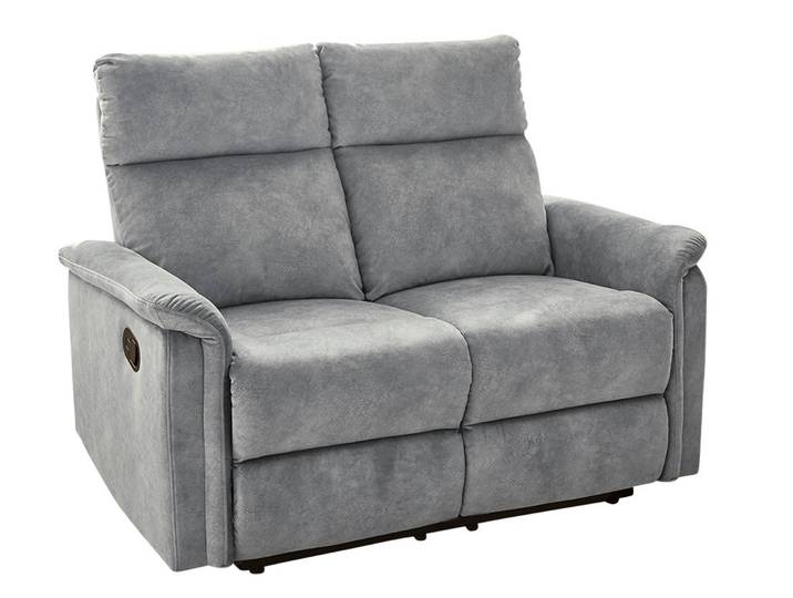 2-Sitzer-Relaxsofa Couch Liegefunktion Federkernpolsterung Velours Vintage Grau / 15127