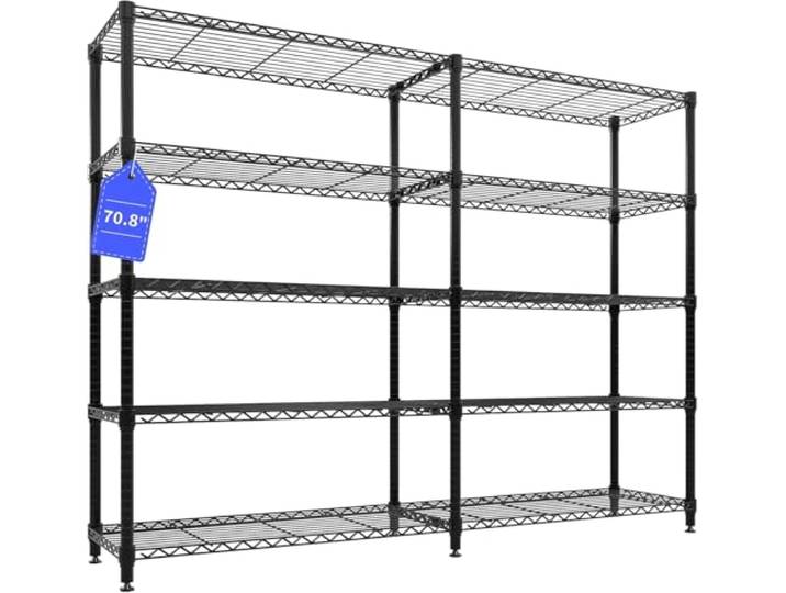 GarveeHome Schwerlastregal, Metallregal 4 Regalböden Je 120 kg Belastbar, Lagerregal 150x35x151(h) cm, Drahtregale Kellerregal Max. Gewicht 480kg, Höhenverstellbar Und Nivellierfüßen