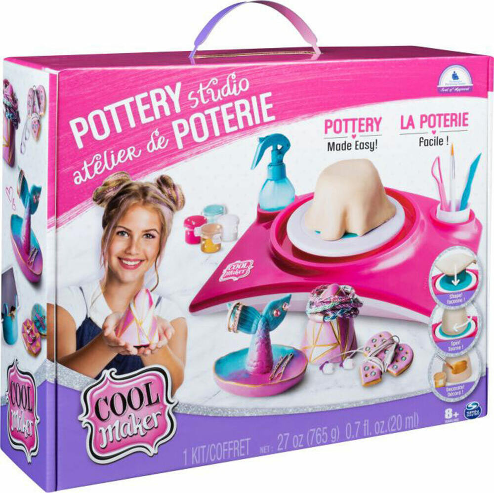 Spin Master Pottery Cool Kindertöpferset Studio met draaischijf en accessoires
