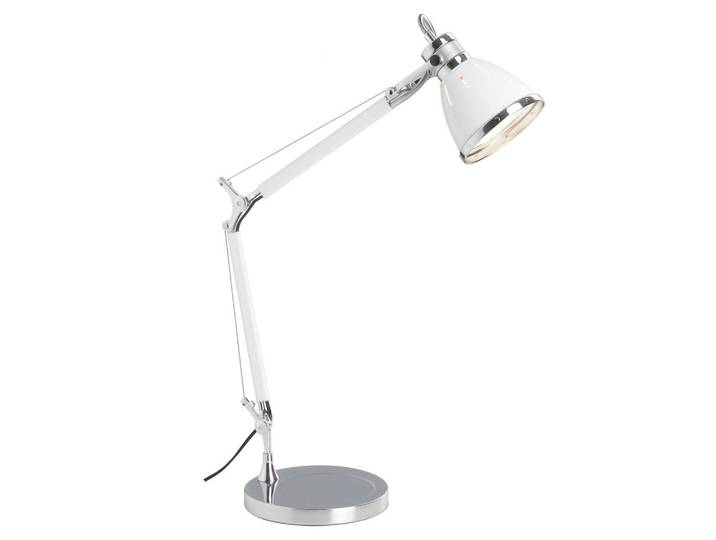 Brilliant Schreibtischleuchte, Chromfarben, Weiss, Metall, 50x21x47.5 cm, LED-Leuchtmittel austauschbar, Flexarm, Schnurschalter, höhenverstellbar, Lampen & Leuchten, Innenbeleuchtung, Tischlampen, Schreibtischlampen