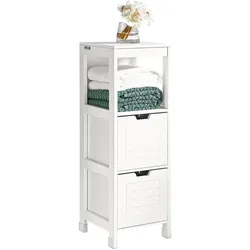 BADEZIMMERSCHRANK Kommode mit 2 Körben Weiß 30x89x30cm
