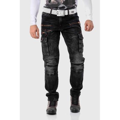 5-Pocket-Jeans CIPO & BAXX "Jeans", Herren, Gr. 29, Länge 32, schwarz, delete-me, unifarben, Basic, regular fit lang, Jeans 5-Pocket-Jeans