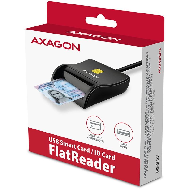 AXAGON CRE-SM3N USB Smart Card FlatReader