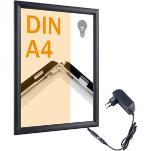 Sprintis Klapprahmen 25 mm Profil, DIN A4, schwarz, Aluminium, mit LED-Beleuchtung