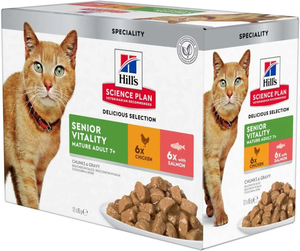 HILLS Kit Risparmio 24x85G Hill's Science Plan Senior Vitality Cat POLLO E SALMONE