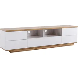 TV-SCHRANK 180 cm in Weiß & Holz-Optik Modernes Color-Block-Design