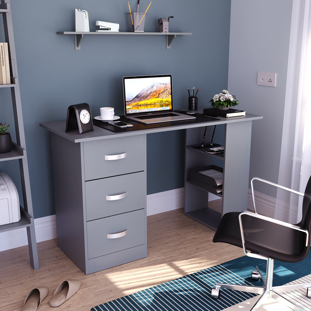 Latitude Run Muskoka Computer Desk Grey 72cm H X 120cm W X 49cm D
