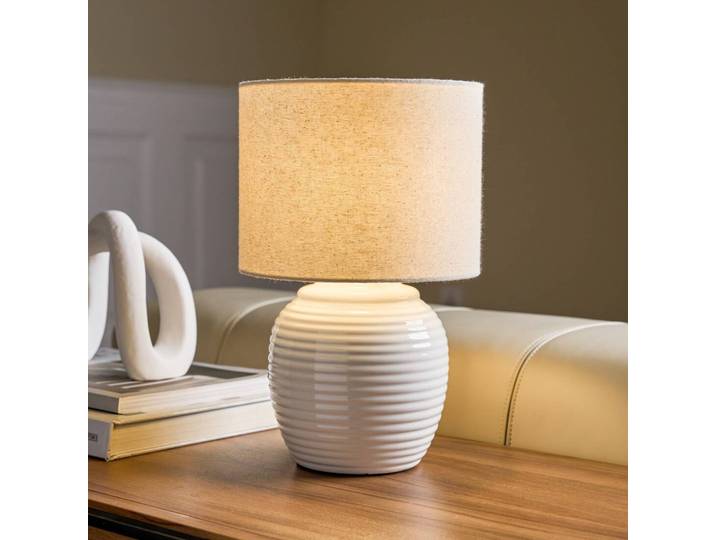 Pauleen Tischlampe LOVELY CHARM, creme / amber, für Wohn- / Esszimmer, Textil / Stoff / Seide, Junges Wohnen, Tischlampe