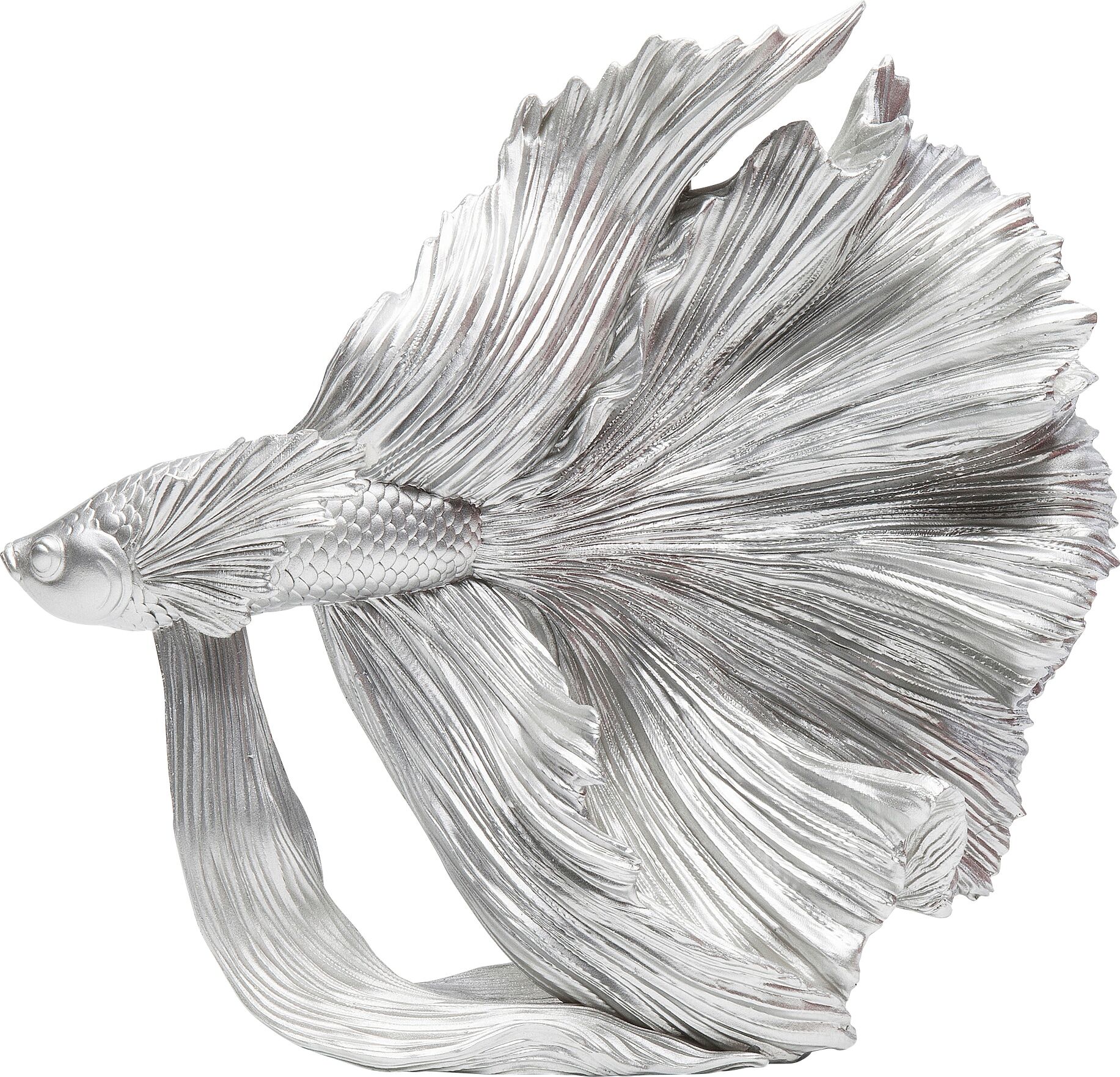 Dekofigur KARE DESIGN "Betta Fish Silber Klein", silber, B:33cm H:36cm T:14cm, Polyresin, Dekofiguren, Dekofigur silber B/H/T: 33cm x 36cm x 14cm