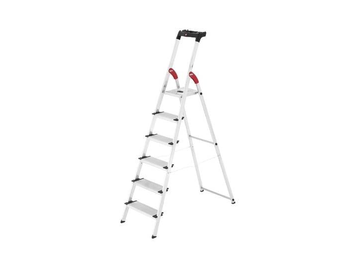 Stehleiter HAILO L80 Comfort Line 6 Stufen , silber (silberfarben), B:50cm H:190cm L:116cm, Aluminium, Leitern, Stehleiter