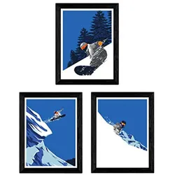 POSTER Set Mit 3 Snowboard Natur A4 Rahmenlos