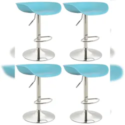 CLP 4er Set Barhocker Anaheim Kunststoff blau/chrom