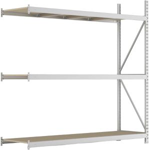 META-Regalbau Anbauregal 20051249, 3 Holzböden, 600kg Fachlast, silber, 220 x 220 x 65cm