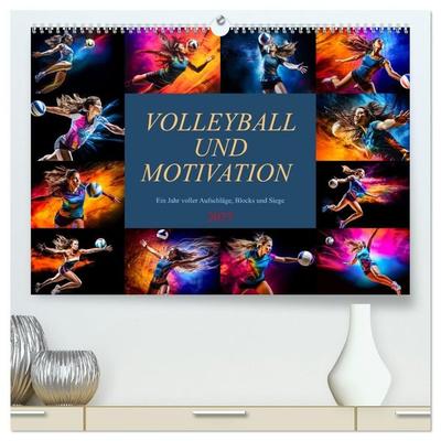 Volleyball und Motivation (hochwertiger Premium Wandkalender 2027 DIN A2 quer), Kunstdruck in Hochglanz