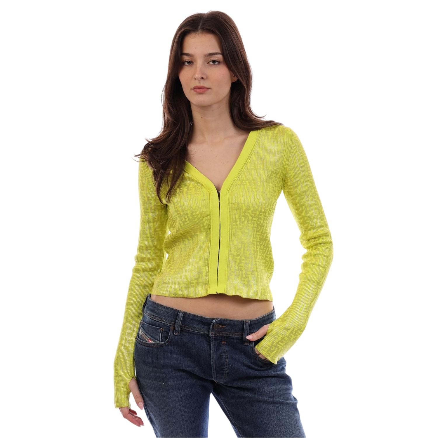 Diesel - Strickjacke für Damen, Metallhaken, Schmal (Gelb)