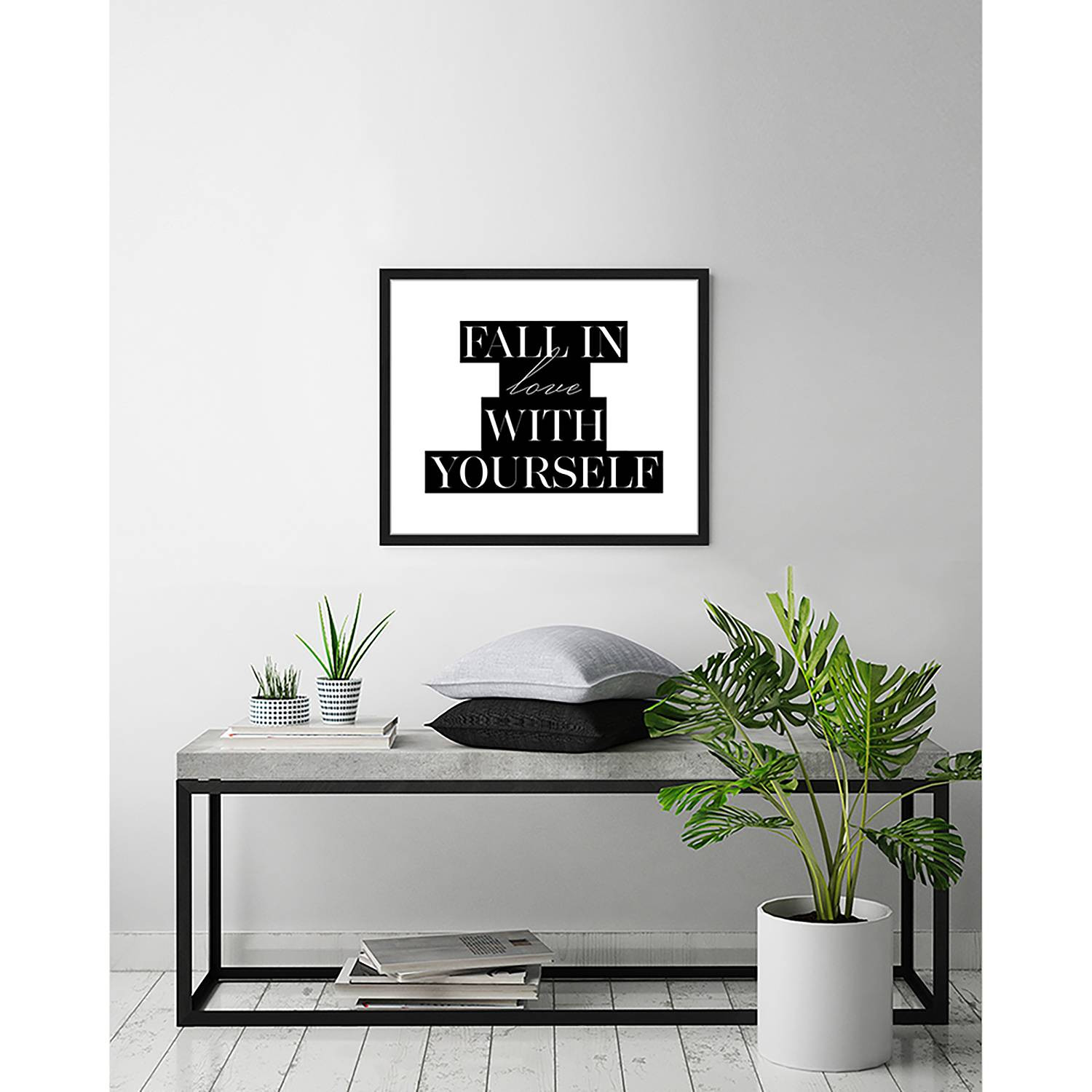 home24 Fall in love Frame, zwart, gelakt massief beukenhout met plexiglas, 63 x 53 cm