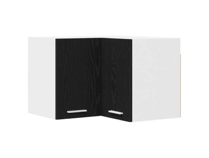 fsahslih Küchen Hängeschrank Ecke Holzwerkstoff 57x57x40 cm Schwarz Weiß Platzsparender Eckschrank aus Holzwerkstoff für Küche und Esszimmer mit reichlich Stauraum und robuster Konstruktion.