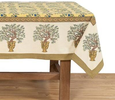 Couleur Nature Gold/ Blue Olive Tree Rectangle Tablecloth