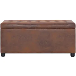 vidaXL Ottoman mit Stauraum 87,5 cm Braun Wildleder-Optik
