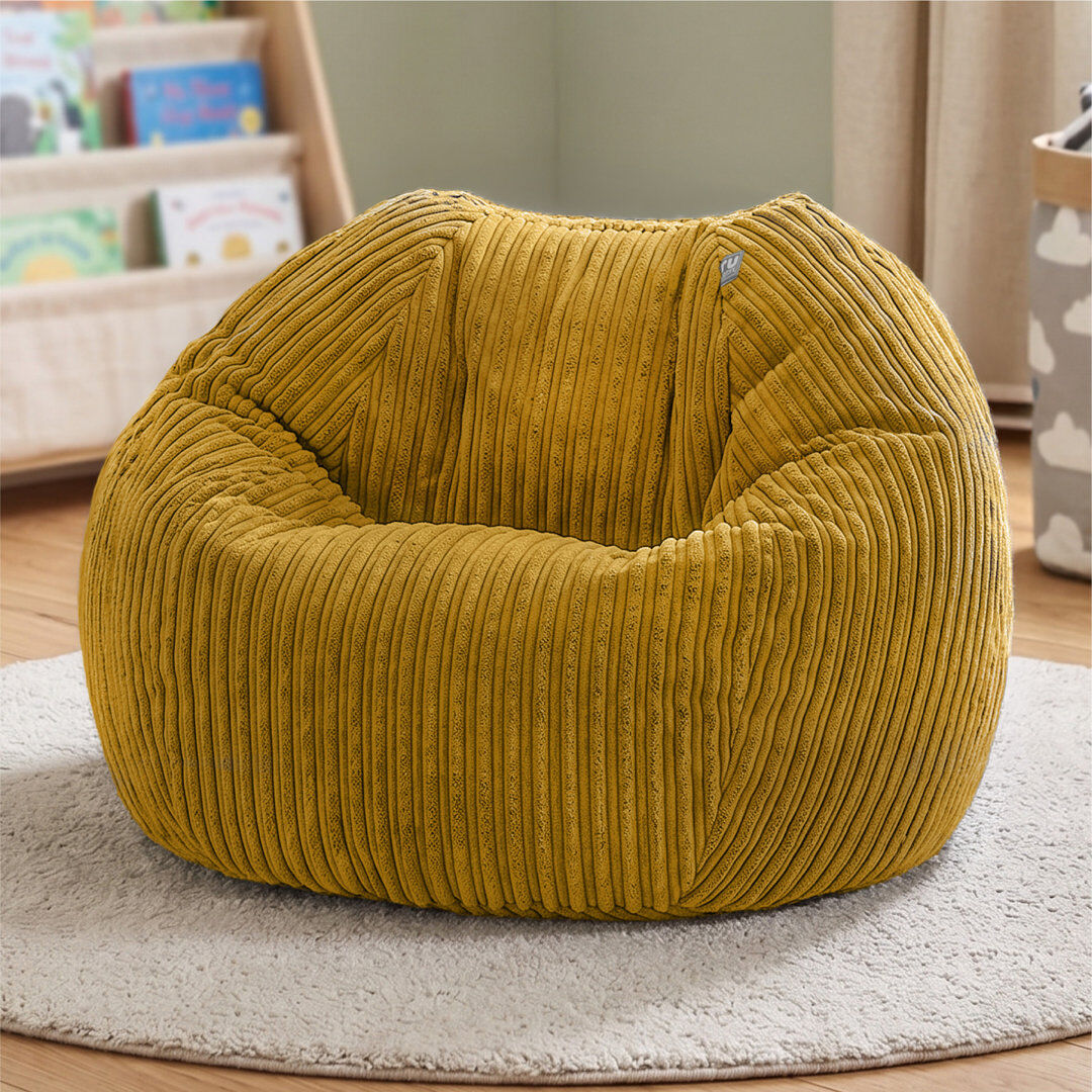 Isabelle & Max rucomfy Beanbags Jumbo Cord Kids Mini-Slouch Bean Bag Chair - Childrens Bedroom Playroom Furniture and Fun Decor. Arrives with Filling and Machine Was Mustard Small