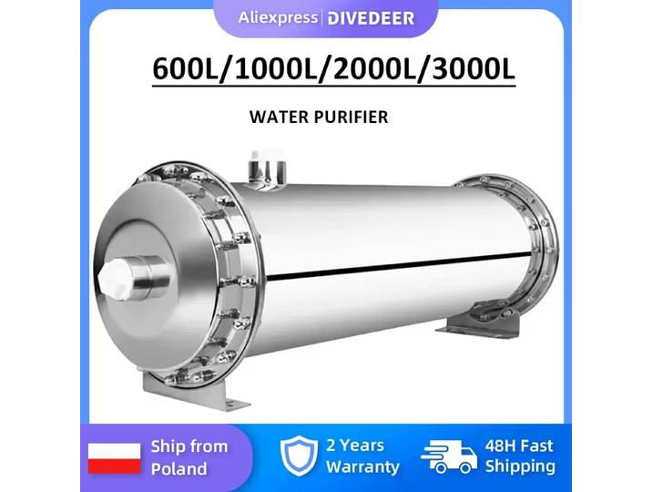 DIVEDEER Membrane d'ultrafiltration PVC 600L ~ 3000L système de filtre à eau 0.01 microns filtre pour toute la maison en acier inoxydable