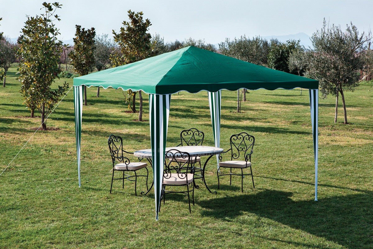Arredo Giardino Gazebo in ferro con top in poliestere cm 300x300x250h colore verde