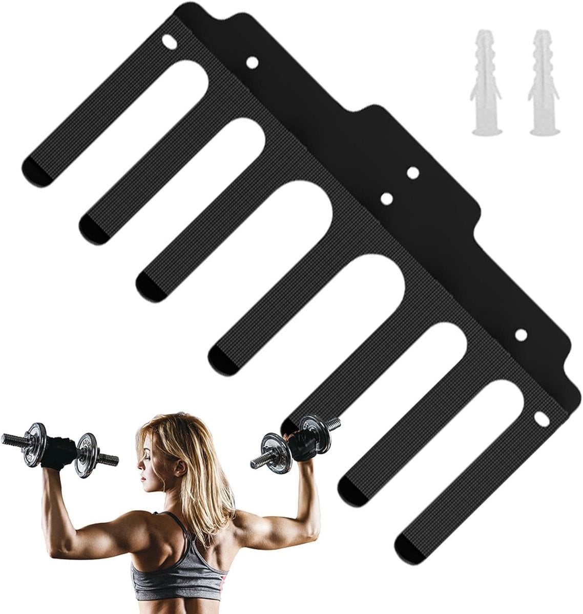 Dumbbell Muurbeugel Halter Organizer Fitness Opslag Zwart - Breedte: 39 cm
