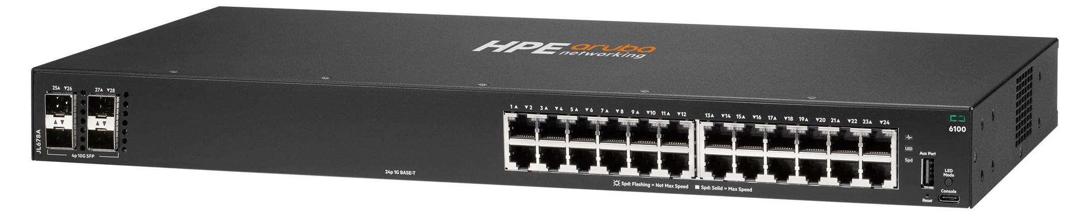HPE Aruba Networking Networking CX6100 24G 4SFP+ Switch, Managed, L3, Gigabit Ethernet (10/100/1000), Rack-Einbau, 1U