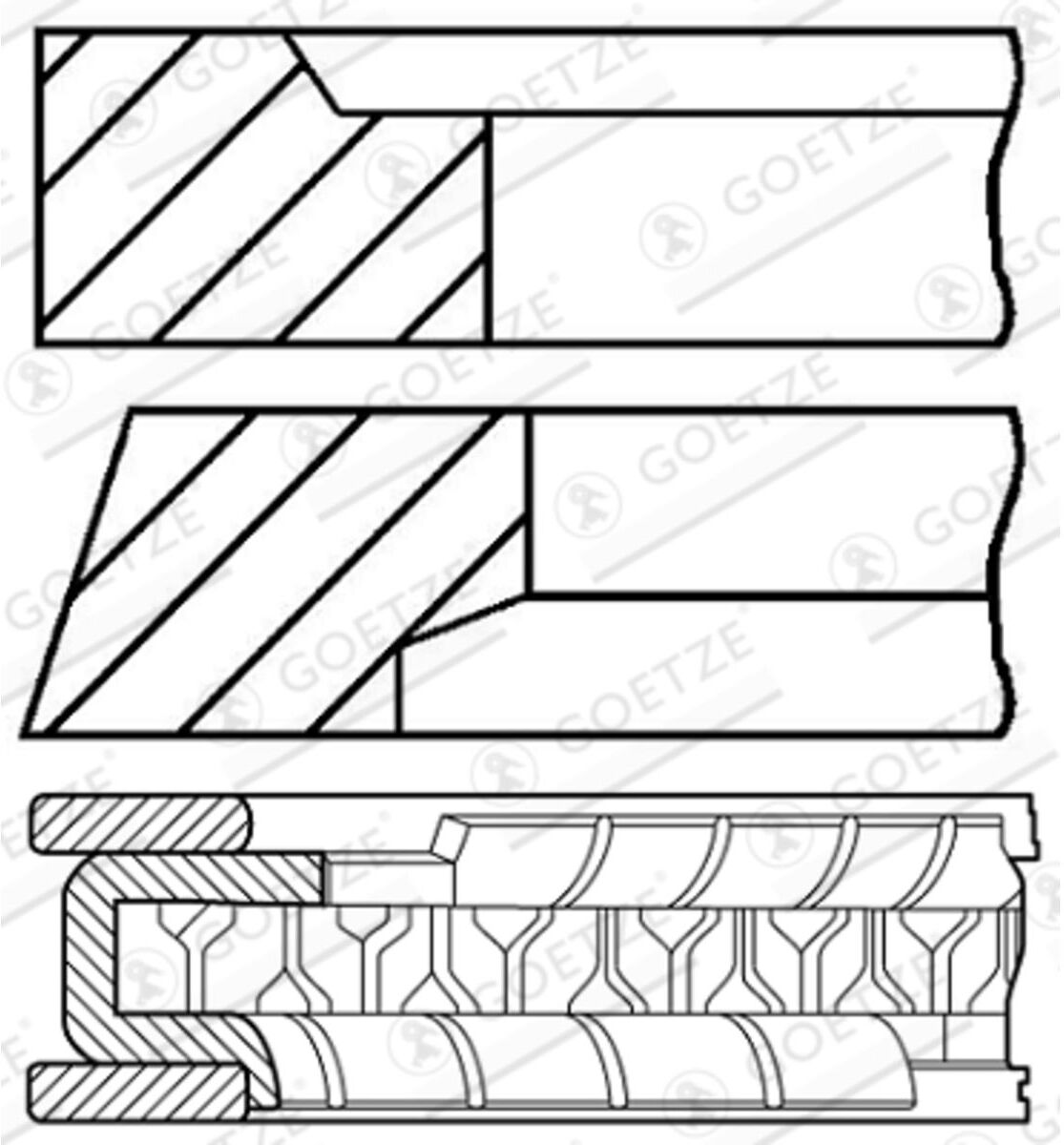 Jeu de segments de piston GOETZE ENGINE 08-786800-00