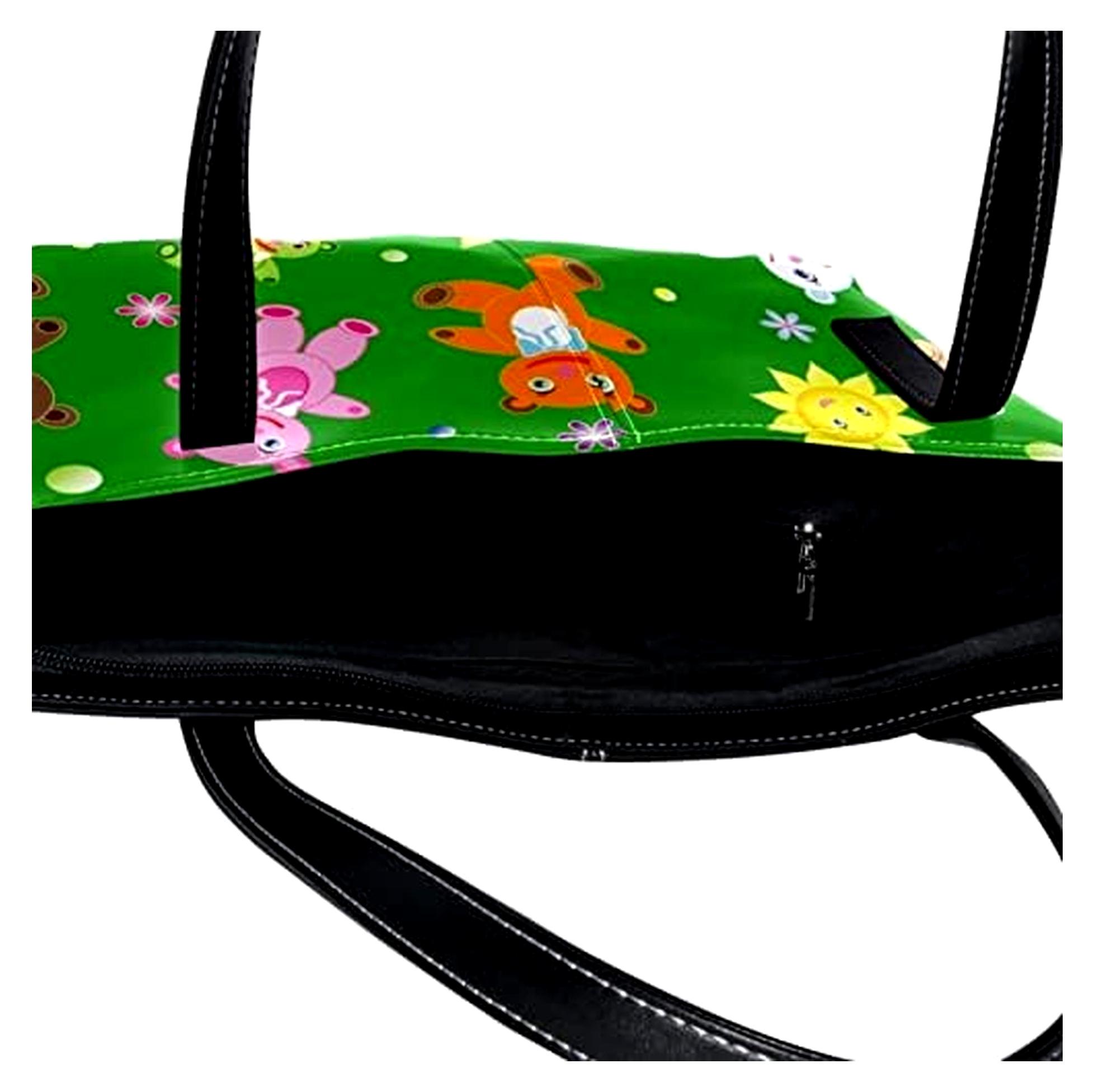 Personalisierte Schultertasche mit Reißverschluss, lässige Tragetasche für den Alltag, Arbeit, Schule, kindliche Teddybären, Mehrfarbig