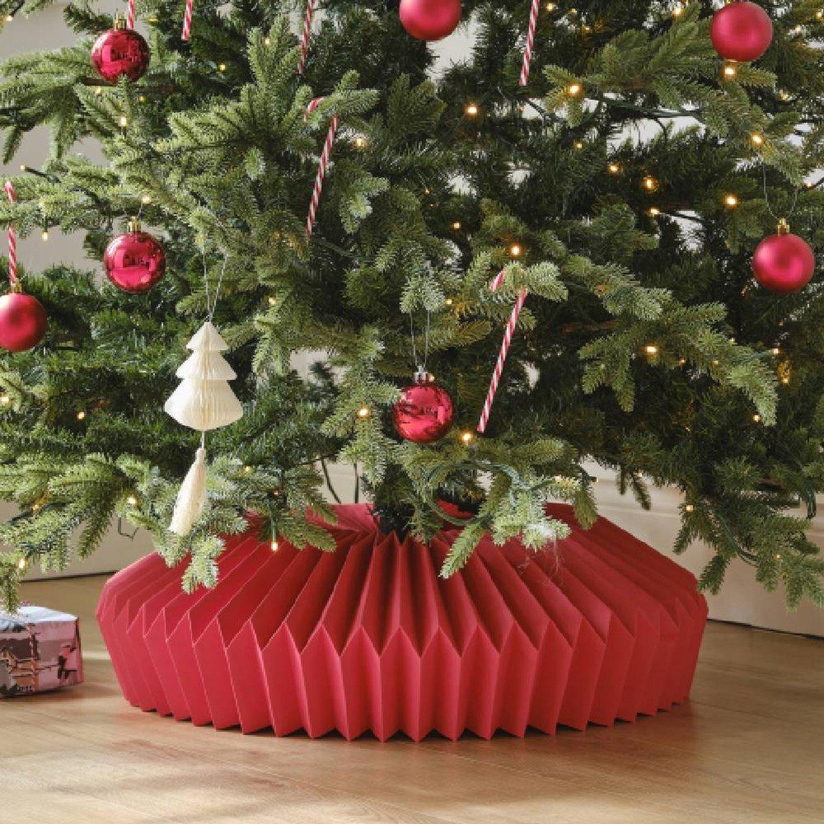 Ginger Ray Honeycomb Kerstboom Rok – Rood – Hoogte: 32 cm, Binnendiameter: Ø 50 cm