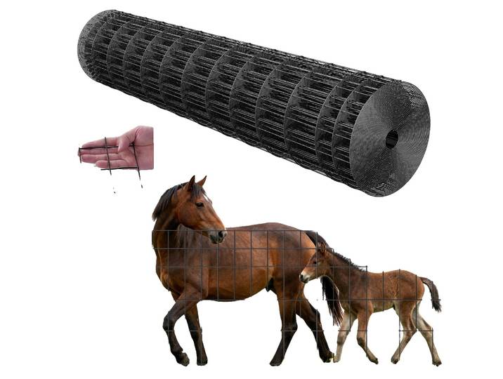 Clôture de jardin VEVOR\, 122 cm x 15\,2 m\, mailles 5\,08x10\,16 cm\, φ2\,25 mm\, fil d'acier galvanisé pour bovins\, porcs & moutons\, clôture pour bétail revêtue de vinyle pour enclos d'animaux\, fil de cage