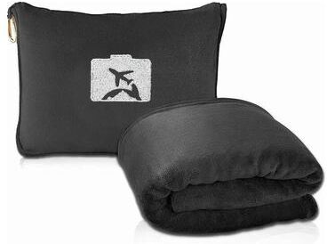 Uplift Picks 2 In 1 Foldable Travel Blanket Soft Flannel Airplane Blanket black