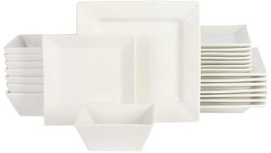 Gibson Home Zen Buffet Hard Square 24 Piece Porcelain Dinnerware Set