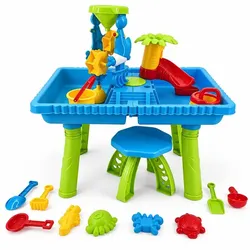 Relaxdays Wasserspieltisch Kinder Hocker & Zubehör Blau,Gelb,Grün