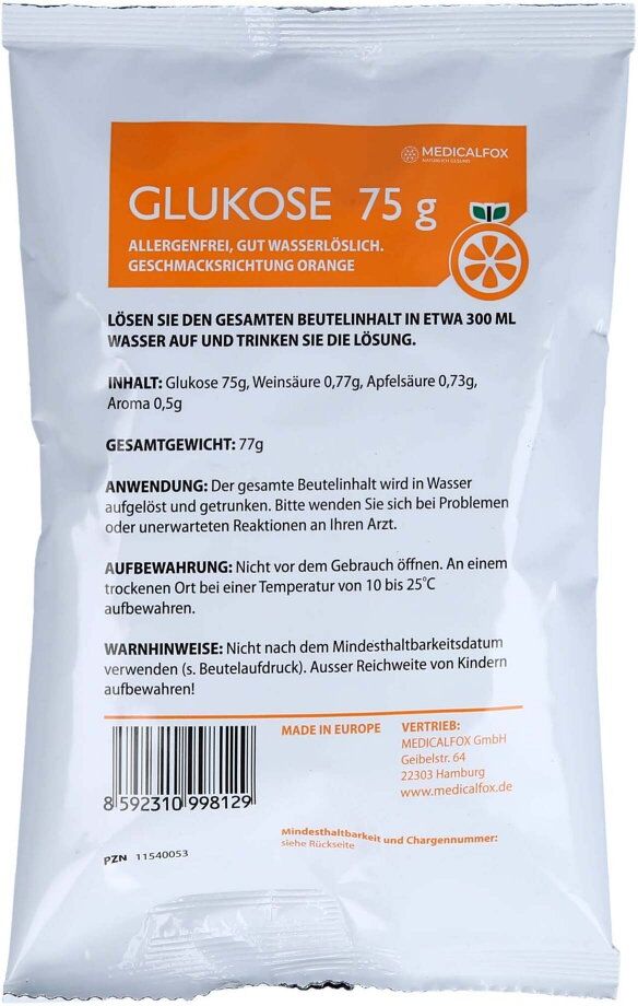 Glukose 75 g Orange Plv.z.her.e.lsg.z.einnehmen