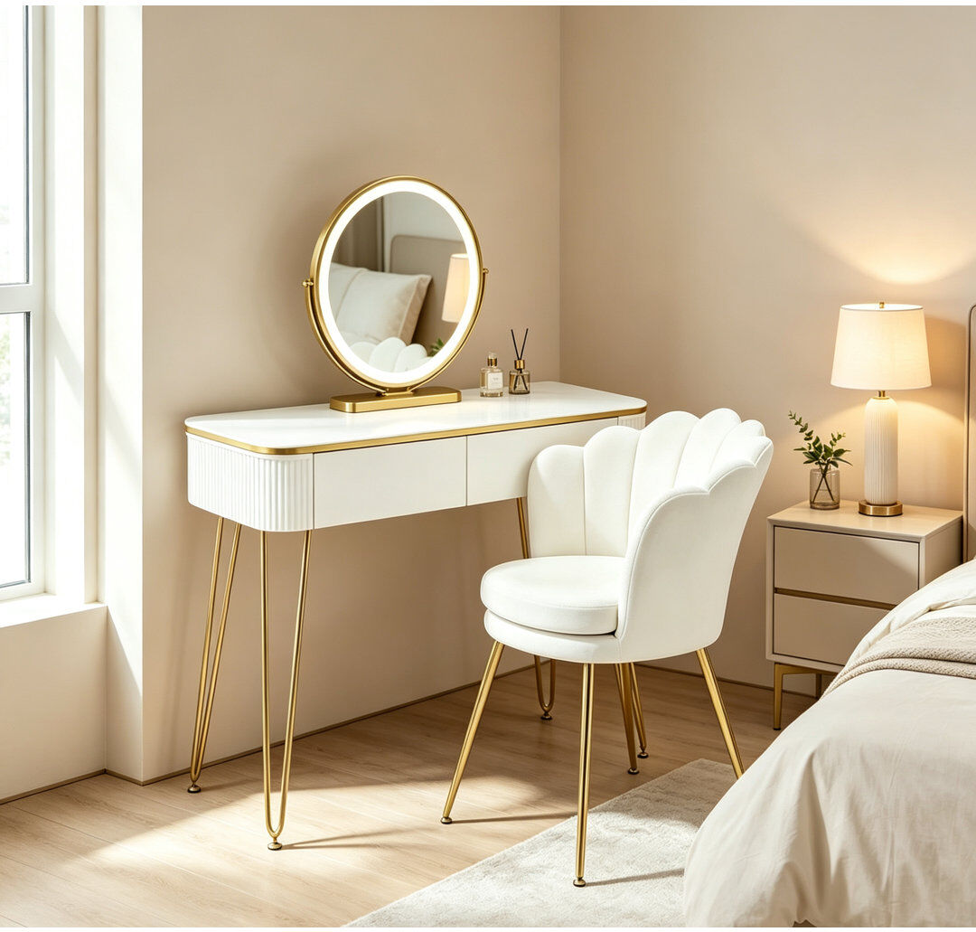 WOLTU Dressing Table White 77.5cm H X 100cm W X 40cm D