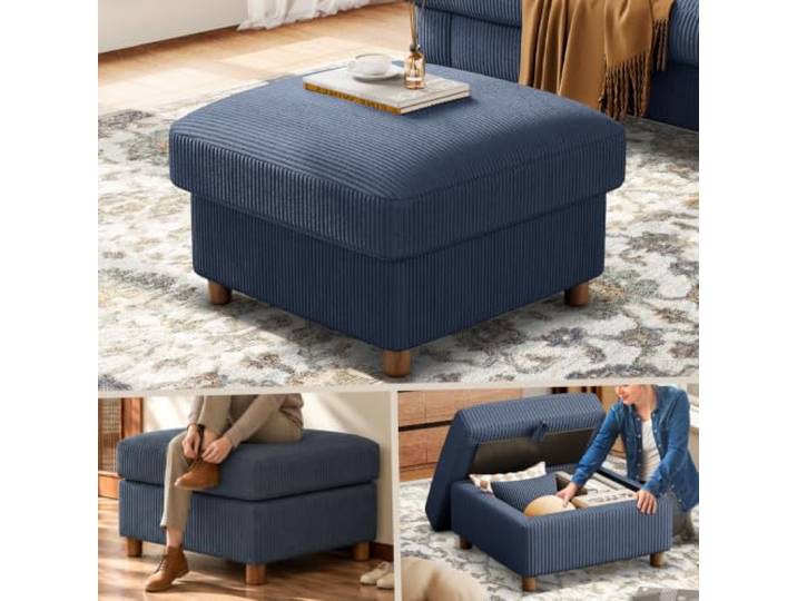 Kidirect Cord Sofa 1 Sitzer, 64CM Couch für Wohnzimmer Sofa, Sofa Klein Big Hocker mit Stauraum für Kidirect Cord Sofa, Blau