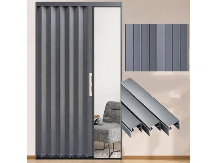 Aluminium-Falttür, Rahmen-Schiebetrennwandtür Platzsparender Raumteiler, Individuelle Größe, For Küche, Balkon Und Badezimmer(RIGHT_130X185CM)