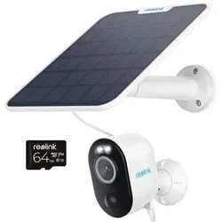 Reolink Argus Series B330+Solar Panel+64GB SD Card-5MP (2560 x 1440 Pixels), Netzwerkkamera, Weiss