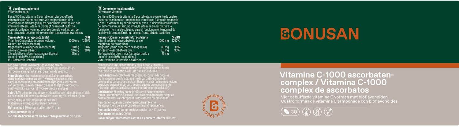 Bonusan Vitamina C-1000 Complejo de Ascorbatos 30 comp